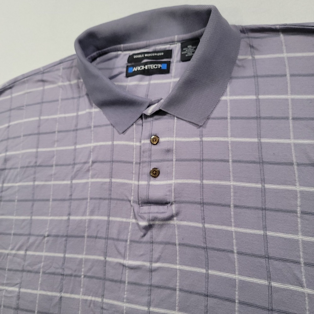 Architect Men Polo Shirt XXL Lavender Plaid Double Mercerized Cotton